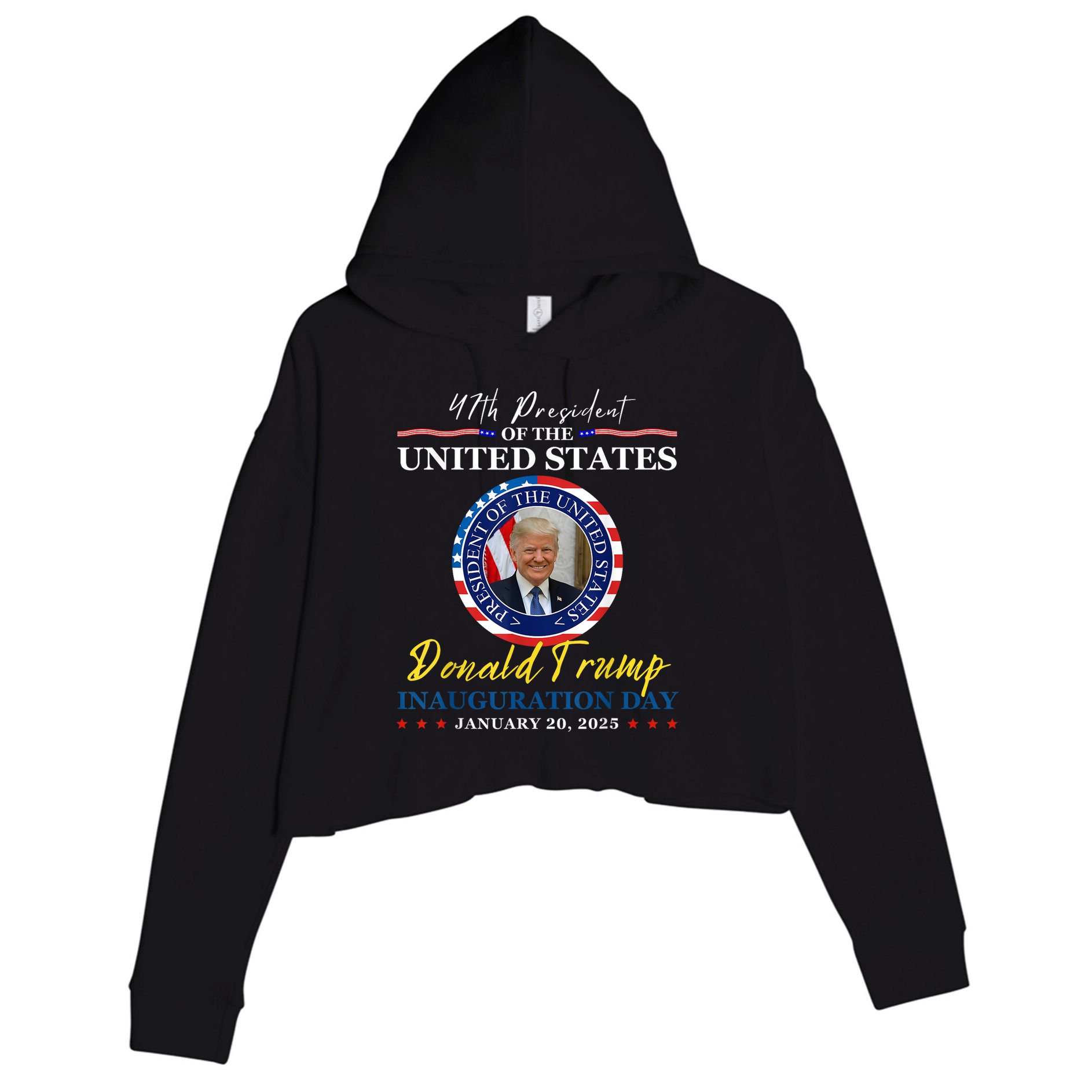 President Donald Trump Inauguration Day 2025 Memorabilia Crop Fleece Hoodie