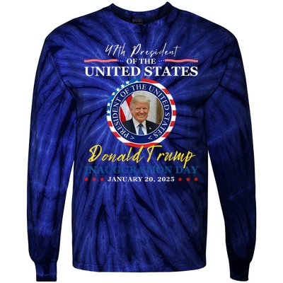 President Donald Trump Inauguration Day 2025 Memorabilia Tie-Dye Long Sleeve Shirt