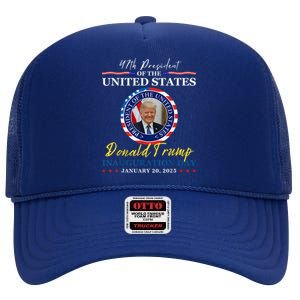 President Donald Trump Inauguration Day 2025 Memorabilia High Crown Mesh Back Trucker Hat