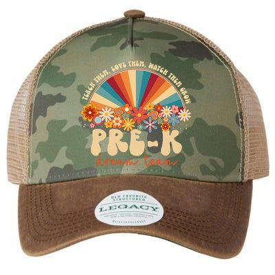 Prek Dream Team Retro Groovy Rainbow Back To School Teacher Legacy Tie Dye Trucker Hat