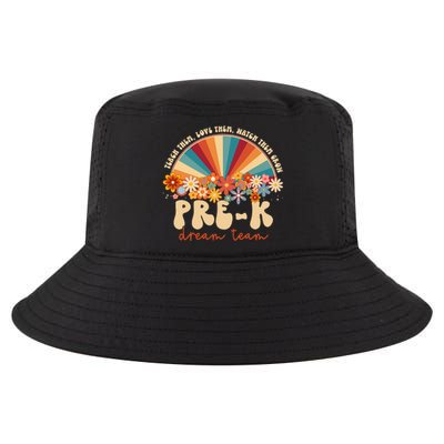 Prek Dream Team Retro Groovy Rainbow Back To School Teacher Cool Comfort Performance Bucket Hat