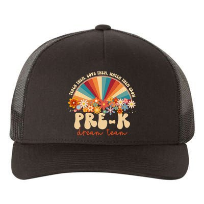 Prek Dream Team Retro Groovy Rainbow Back To School Teacher Yupoong Adult 5-Panel Trucker Hat