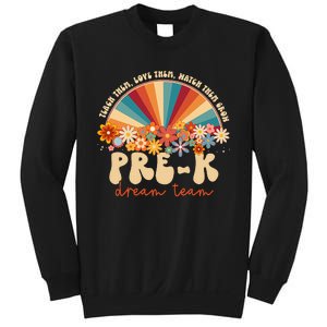 Prek Dream Team Retro Groovy Rainbow Back To School Teacher Sweatshirt