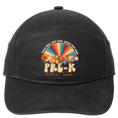 Prek Dream Team Retro Groovy Rainbow Back To School Teacher 7-Panel Snapback Hat