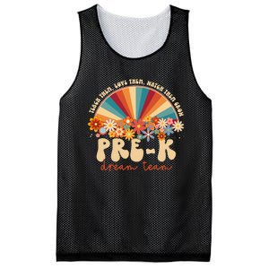 Prek Dream Team Retro Groovy Rainbow Back To School Teacher Mesh Reversible Basketball Jersey Tank