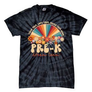 Prek Dream Team Retro Groovy Rainbow Back To School Teacher Tie-Dye T-Shirt