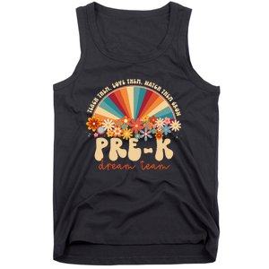 Prek Dream Team Retro Groovy Rainbow Back To School Teacher Tank Top