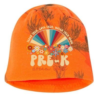 Prek Dream Team Retro Groovy Rainbow Back To School Teacher Kati - Camo Knit Beanie