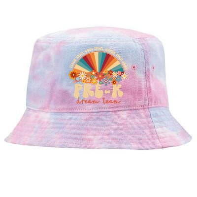 Prek Dream Team Retro Groovy Rainbow Back To School Teacher Tie-Dyed Bucket Hat