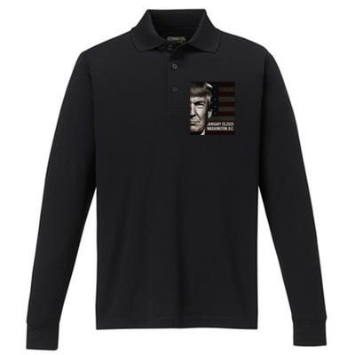 President Donald Trump 2025 Inauguration Date Commemorative Performance Long Sleeve Polo