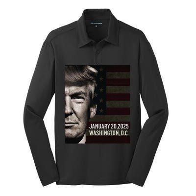 President Donald Trump 2025 Inauguration Date Commemorative Silk Touch Performance Long Sleeve Polo