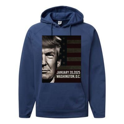 President Donald Trump 2025 Inauguration Date Commemorative Performance Fleece Hoodie