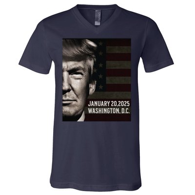 President Donald Trump 2025 Inauguration Date Commemorative V-Neck T-Shirt