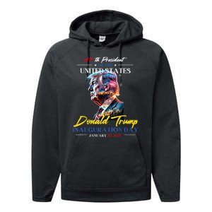 President Donald Trump Inauguration Day 2025 47th President Performance Fleece Hoodie