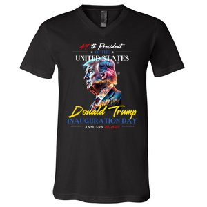 President Donald Trump Inauguration Day 2025 47th President V-Neck T-Shirt