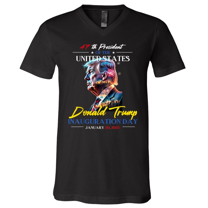 President Donald Trump Inauguration Day 2025 47th President V-Neck T-Shirt