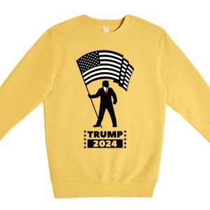 President Donald Trump 2024 Election American Flag Premium Crewneck Sweatshirt