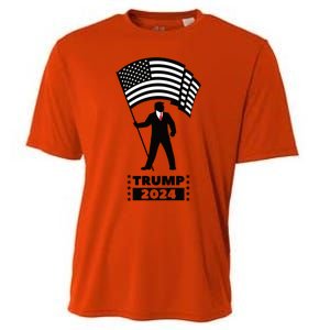 President Donald Trump 2024 Election American Flag Cooling Performance Crew T-Shirt