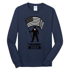 President Donald Trump 2024 Election American Flag Tall Long Sleeve T-Shirt