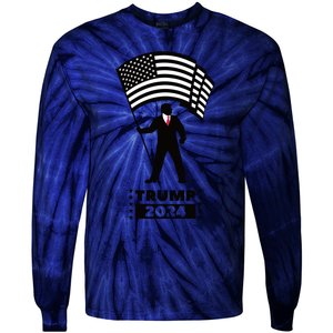 President Donald Trump 2024 Election American Flag Tie-Dye Long Sleeve Shirt