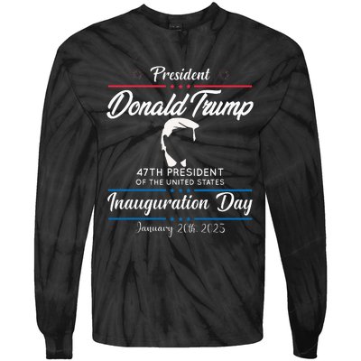 President Donald Trump Inauguration Day 2025 Memorabilia Tie-Dye Long Sleeve Shirt