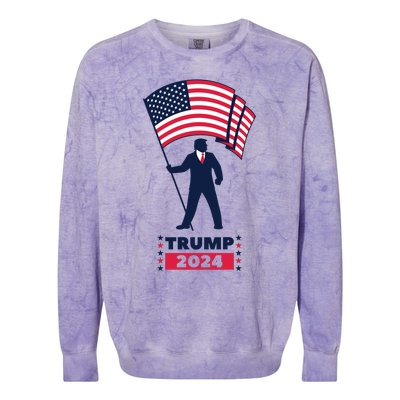 President Donald Trump 2024 Election American Flag Colorblast Crewneck Sweatshirt