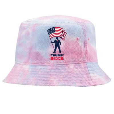 President Donald Trump 2024 Election American Flag Tie-Dyed Bucket Hat