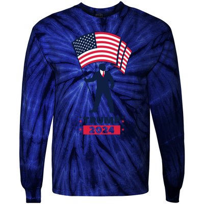 President Donald Trump 2024 Election American Flag Tie-Dye Long Sleeve Shirt