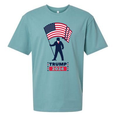 President Donald Trump 2024 Election American Flag Sueded Cloud Jersey T-Shirt