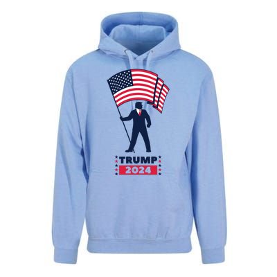 President Donald Trump 2024 Election American Flag Unisex Surf Hoodie