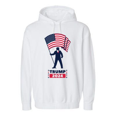 President Donald Trump 2024 Election American Flag Garment-Dyed Fleece Hoodie