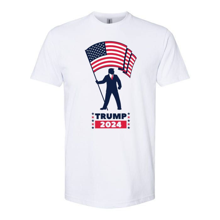 President Donald Trump 2024 Election American Flag Softstyle CVC T-Shirt