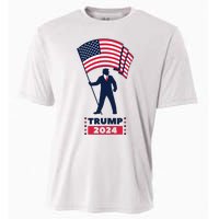 President Donald Trump 2024 Election American Flag Cooling Performance Crew T-Shirt