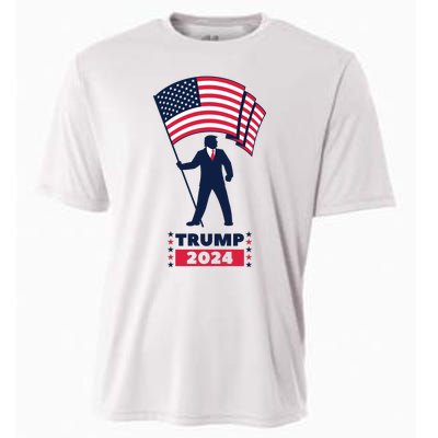 President Donald Trump 2024 Election American Flag Cooling Performance Crew T-Shirt