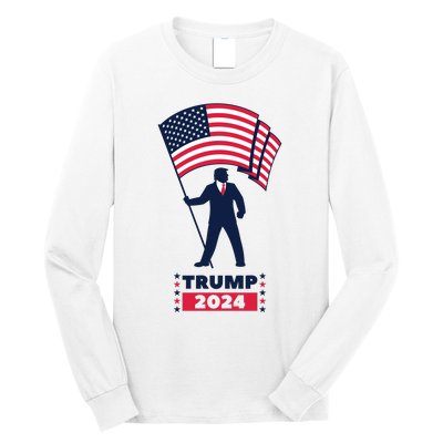 President Donald Trump 2024 Election American Flag Long Sleeve Shirt