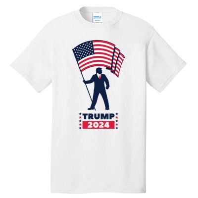 President Donald Trump 2024 Election American Flag Tall T-Shirt