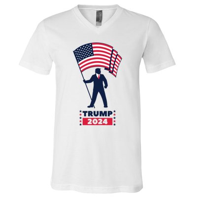 President Donald Trump 2024 Election American Flag V-Neck T-Shirt