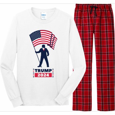 President Donald Trump 2024 Election American Flag Long Sleeve Pajama Set