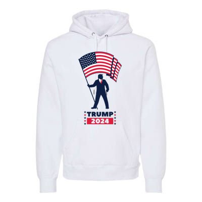 President Donald Trump 2024 Election American Flag Premium Hoodie