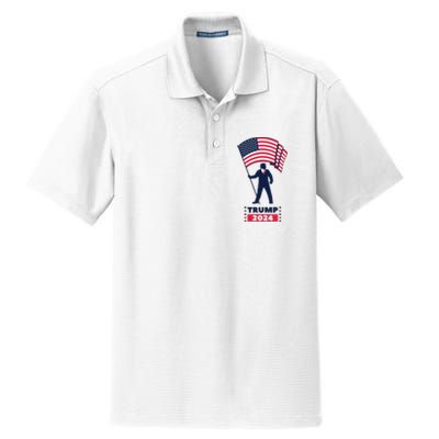 President Donald Trump 2024 Election American Flag Dry Zone Grid Polo