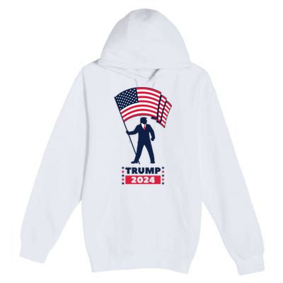 President Donald Trump 2024 Election American Flag Premium Pullover Hoodie