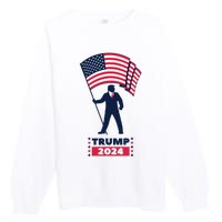 President Donald Trump 2024 Election American Flag Premium Crewneck Sweatshirt