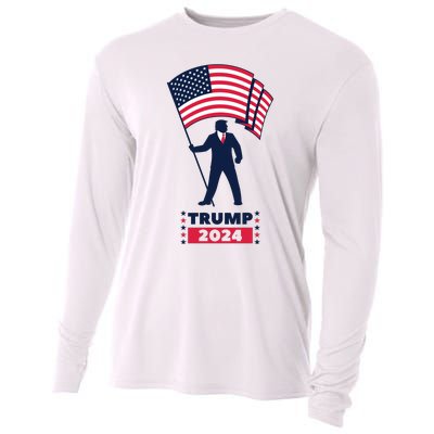 President Donald Trump 2024 Election American Flag Cooling Performance Long Sleeve Crew