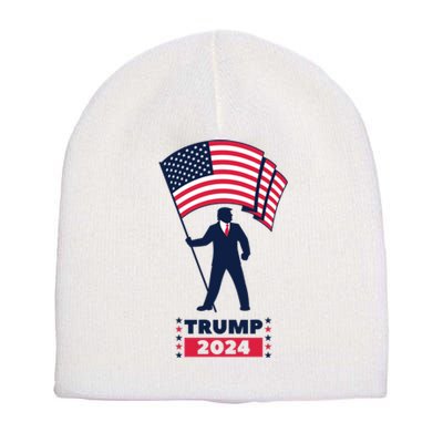 President Donald Trump 2024 Election American Flag Short Acrylic Beanie