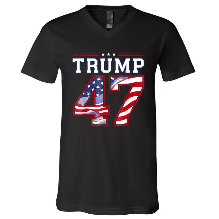 President Donald Trump Inauguration Day 2025 Usa Flag V-Neck T-Shirt