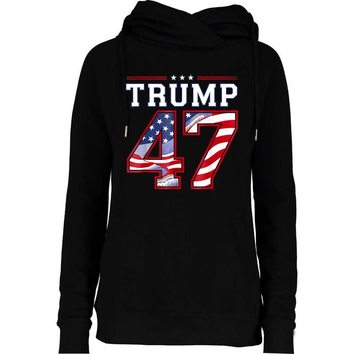 President Donald Trump Inauguration Day 2025 Usa Flag Womens Funnel Neck Pullover Hood