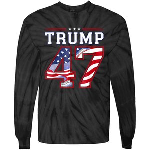 President Donald Trump Inauguration Day 2025 Usa Flag Tie-Dye Long Sleeve Shirt