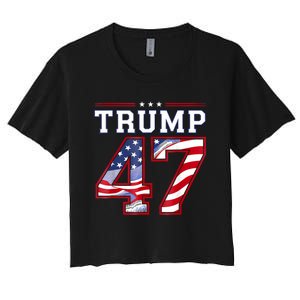 President Donald Trump Inauguration Day 2025 Usa Flag Women's Crop Top Tee