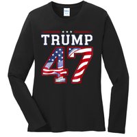 President Donald Trump Inauguration Day 2025 Usa Flag Ladies Long Sleeve Shirt