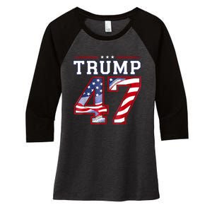 President Donald Trump Inauguration Day 2025 Usa Flag Women's Tri-Blend 3/4-Sleeve Raglan Shirt